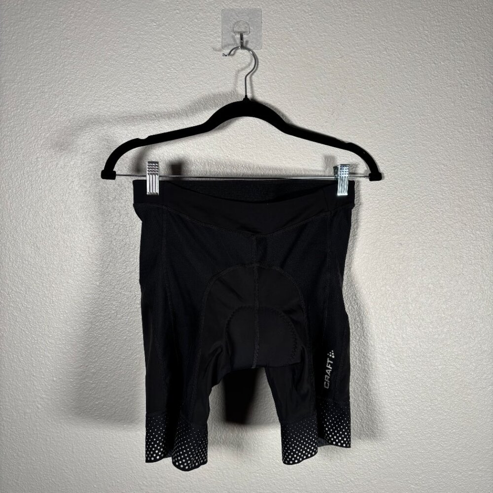 CRAFT Black Polka Dot Grippers Logo Chamois Padded Cycling Bike Shorts Size M